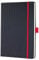 Sigel CO662 Notizbuch A5 kariert schwarz rot, Hardcover, 194 nummerierte Seiten, nachhaltiges Papier, mit Inhaltsverzeichnis, Stiftschlaufe, Falttasche, Gummibandverschluss, Conceptum