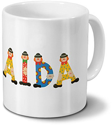 printplanet Tasse mit Namen Aida - Motiv Holzbuchstaben - Namenstasse, Kaffeebecher, Mug, Becher, Kaffeetasse - Farbe Weiß