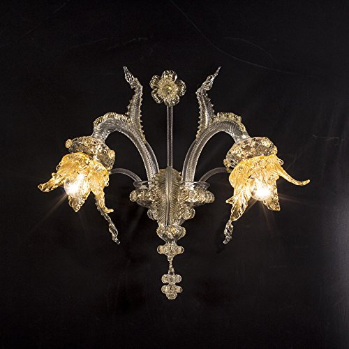 Cheope aplique 2 luces de cristal de Murano cristal dorado