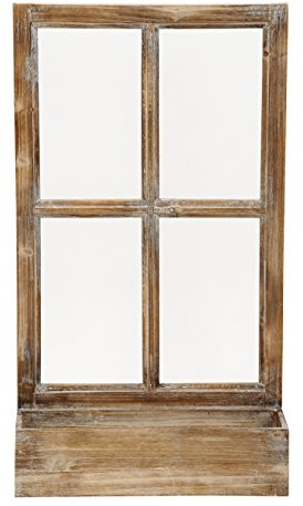 HSM Deko-Fenster Fensterrahmen mit Pflanzkasten Holz Natur Shabby