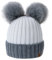 MFAZ Morefaz Ltd Damen Winter Beanie Strickmütze Mütze Doppelt Bommel Pom Pom Wurm SKI Mütze (Grey White)