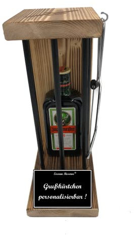 Personalisierte Geschenke für Männer Frauen Geschenkidee - Eiserne Reserve Black Edition Jägermeister Likör (1 x 0.35 l) incl. Notsäge - Papa Mama Geburtstag Hochzeit