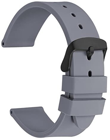 WOCCI 22mm Léger Bracelet de Montre en Silicone pour Homme et Femme, Boucle Noire (Gris)