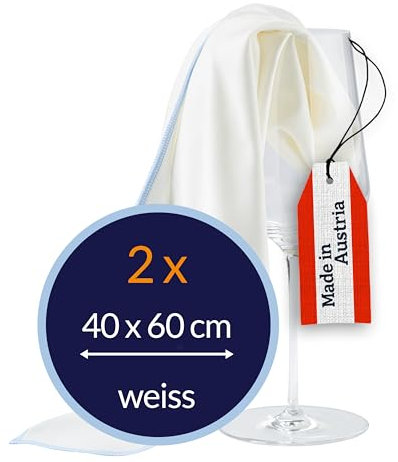 culiclean Bayeta Cristales Azul – Paños de Limpieza Profesional para Cristales, Espejos y Superficies Brillantes – Fabricado en Austria – 2 Paños de Microfibra 40x60cm Blanco