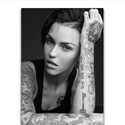 wzgsffs Ruby Rose Australian Tattoo Modell Stern Wandkunst Malerei Druck Auf Seide Leinwand Poster Wohnzimmer Schlafzimmer Nacht Home Decoration- 60x90 cm Kein Rahmen