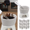 Cepewa 16 x Keramik Schokofondue Set Fondue-Set Schokolandenfondue weiß inkl. 2 Edelstahlgabeln (16 x Schokofondue-Set)