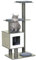 PawHut Arbre à Chats Design Contemporain griffoirs grattoirs sisal Naturel Centre d'activités Niche Plate-Formes Jeu Boules suspendues 71,5L x 49,5l x 120H cm MDF hêtre Gris