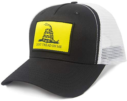 International Tie Gadsden Flaggenhut für Damen und Herren, verstellbare Snapback-Trucker-Baseballkappe, Dont Tread On Me Hat, Schwarz Weiß, Einheitsgröße