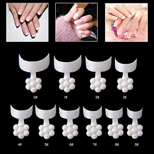 Mwoot 500 pcs Faux ongles Kits, Crescent Shape Short Nail Tips, Blanc Français Artificiel Faux ongles pour Femmes Fille DIY salons, 10 tailles