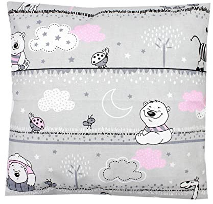 TupTam Kinder Kissenbezug Kissenhülle Dekorativ Gemustert, Farbe: Bärchen Rosa, Größe: 80 x 80 cm