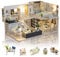 GuDoQi DIY Maison Miniature, 3D Maison Poupee Bois Kit avec Meubles et Musique, Lumière LED, Kit de Modèle Fait À La Main À Construire, Maison de Vie Simple