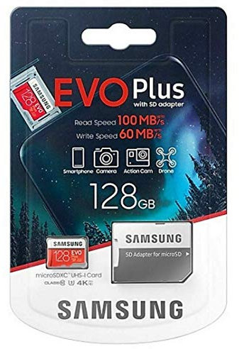 Samsung – Carte mémoire micro SD SDXC EVO Plus MB-MC128HA/EU Classe 10 U3 128 Go 100 Mo/S 4K Ultra HD