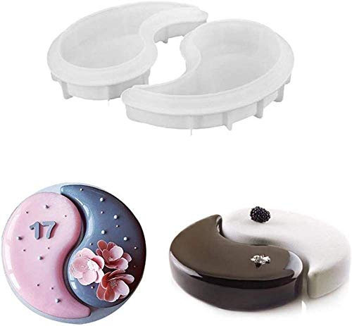 zaizai Backform, Silikon Yin Yang Form Kuchenform DIY Backblech Werkzeug Schokoladendessert Mousse Und Schokoladengelee Muffins, 1 Stück