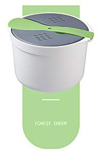 GreenCC Microwave Rice Cooker,Multifunctional Cookware Steamer, 2 Layer Steam Pot for Home Kitchen Rice Cooking, 2 Litre(Green)