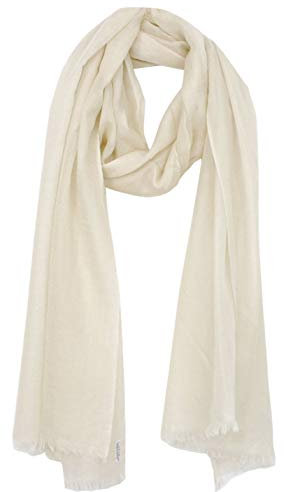 Bovari Kaschmir Schal Damen - 100% Kaschmir - Extra Leicht/Hauchzart - Premium Cashmere - extra dünner Schal/Sommerschal - 200 x 70 cm (Hell-Beige/birch)