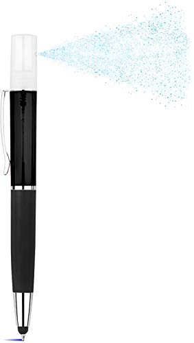 Bactilla - 3in1 Kugelschreiber und Touchpen mit Sprühfunktion für Desinfektionsmittel - das ideale Hygiene-Tool (Schwarz, 3 Stück)