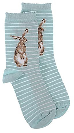 Wrendale Designs Socken, Hase und Biene, Blau / Weiß