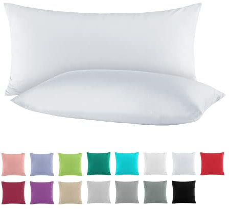 BaSaTex Doppelpack Baumwolle Renforcé Kissenbezug 40x80 cm | Kissenbezüge aus 100% Baumwolle | Kissenhüllen in Silber Hellgrau