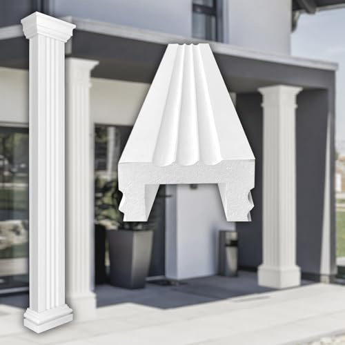PRESTIGE DECOR Säulen und Halbsäulen eckig teils kanneliert in 3 Größen, Fassadenstuck außen (Säule - LC109-21 halbiert) antike Säule Deko Garten