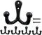 Mokife 5 Stück Wandhaken Schwarz, Doppelt Haken Schwerlast Retro Kleiderhaken Metallhaken für Mantel, Jacke, Hut, Schlüssel, Tasche, Robe, Handtuch