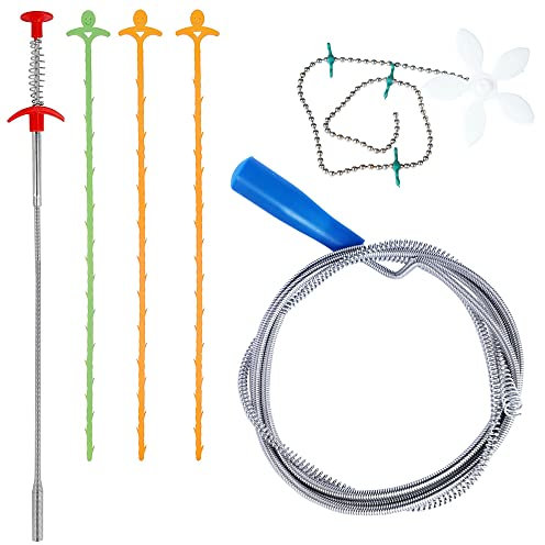Rohrreinigungsspirale,6er Set Kunststoff Abflussspirale Abfluss Schlange Haar Reinigung Werkzeug für Küche, Waschbecken, Bad und Dusche
