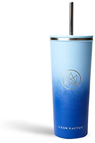 Neon Kactus - Good Vibrations Stainless Steel Tumbler, Insulated Tumblers with Straw and Flip Lid, Double Wall Vacuum Insulated Tumbler Cup for Hot and Cold Drinks, 24oz Capacity