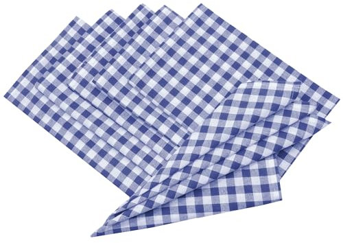 ZOLLNER 6er Set Stoffservietten, Servietten, 45x45 cm, Baumwolle, blau weiß