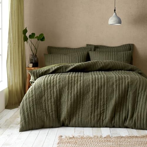 Pineapple Elephant Tamba Jersey Stripe King Duvet Cover Set Olive
