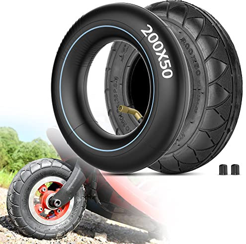 RUTU 200 x 50 Innenrohr- und Reifen set, Roller räder, kompatibel mit Rasiermesser E100, E150, E200, Schwinn, Bladez, Power Core, Dune Buggy, PowerRider 360-8 x2 200x50 mm, Hochelastizität