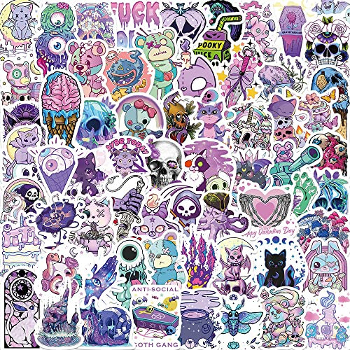 Bric dodo 50Pcs Pink Gothic Waterproof Stickers for Laptops, Cars, Skateboards & More - PVC Material, Glossy Finish, Reusable, Outdoor Usage, Gothic Halloween Theme