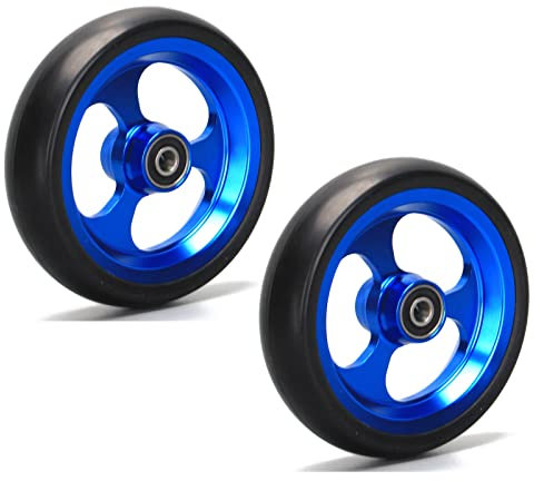 GHARAZ 5 Zoll Rollstuhl-Vorderräder, Sportrollstuhl-Zubehör, Kleine Metall-Vorderräder, rutschfeste Lenkrolle (Color : Blau, Size : 2counts)