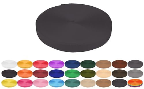 Gurtband 5 Meter aus Polypropylen PP- Gurtband Taschengurtband Breiten 20 mm 25 mm 30 mm 40 mm zur Auswahl (hier Dunkelgrau 20 mm)