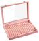 Frebeauty 15 Hooks Necklace Tray Velvet Neck Organiser with Clear Lid Lockable Necklace Holder Box Jewellery Organiser for Pendant Chains Necklace Jewellery Tray for Women Girls(Pink)