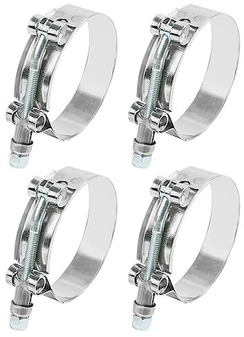 Reswish 4 abrazaderas de manguera ajustables de acero inoxidable de 1.5 a 3 pulgadas, plateadas, abrazadera de manguera, tornillo de banco de abrazadera de hardware, abrazaderas de tubo de intercooler