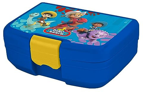P:os 35124 - Dino Ranch Brotdose für Kinder mit einem Fach, Lunchbox aus Kunststoff mit Clipverschluss, Vesperdose für Kindergarten, Schule und Freizeit