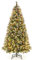 GYMAX 150/200 cm Árbol de Navidad Artificial, Árbol con 200/420 Luces LED en 8 Modos de Transformación, Árbol Artificial con Piñas y Bayas Rojas, Árbol de Navidad con Soporte de Metal (200 cm)