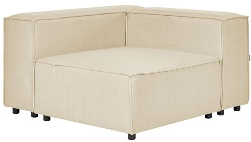 Beliani Modul-Ecksessel Leinen beige mit niedriger Rückenlehne Eckteil modern Aprica