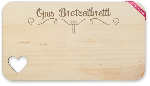 Frühstücksbrettchen Holz Herz - Frühstücksbrett - Brotzeitbrett Opa I Jausenbrett Geschenk Opa Weihnachten - 22,5x12,5 - Holz - brett geschenke für opas grossvater grandpa brettchen