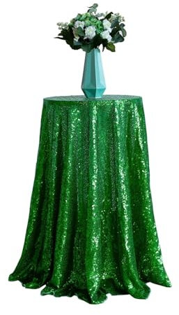 Gualiy Tischdecke Küche, Tischdecke 304CM Polyester Tischdecken Abwaschbar Einfarbig mit Pailletten Tischdecke für Außenbereich, Gras Grün