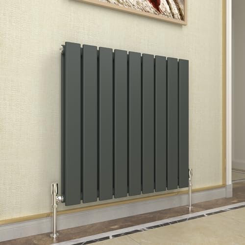 GY Bath Horizontal Radiator Anthracite Flat Panel Designer 600x612mm Double Modern Central Heating Rads