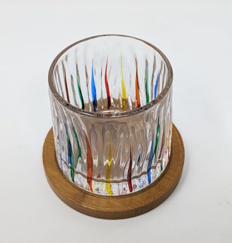 JRose Collections Vaso de whisky, vaso de ron, vasos de whisky giratorios de 150 ml, regalos del día del padre, la mesa puede girar 360 grados, con base de bambú JR5006