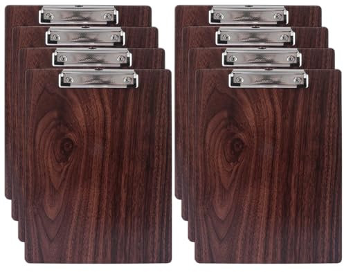 GBACHOOSE 8 Stück Klemmbrett Holz A4, Klemmbrett mit Metalklemme, Klemmbretter, Klemmbrett A4 Holz, Clipboard, Schreibplatte, Zwischenablage für Büro, Schule, Restaurant