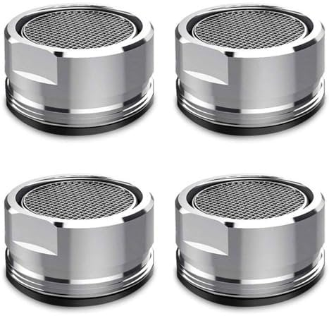 4 Pack Water Saver Spout Filter Mesh Tap Head Faucet Aerator Replacement Parts Insert Nozzle DIY Kitchen Bathroom Shower Sink Basi 24mmn Tool Regulator Flow Silver 24mm Male Thread