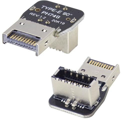 AAOTOKK 2Pack 90 Degree USB 3.2 Front Panel Internal Connector Down-Right Angle Type-E USB 3.1 Female to Male Front Panel Internal Connector Adapter for USB C Header PC Motherboard(Type-E/Down)