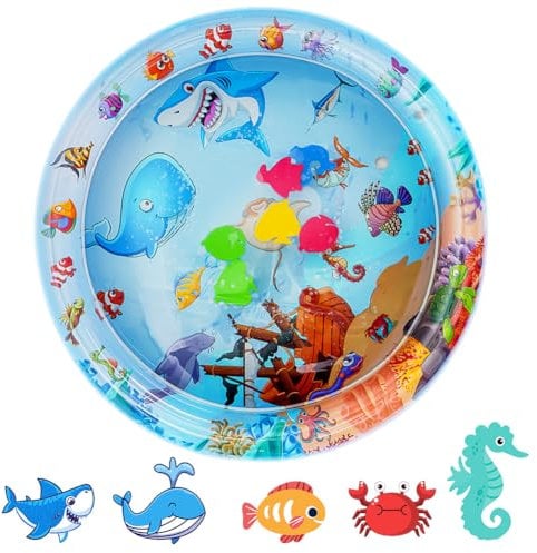 OSDUE Water Sensor Play Mat, Thickened Water Sensor Play Mat for Pets, Cool Comfort Inflatable Water Mat, Interactive Sensory Water Play Mat for Cats Dogs-shark