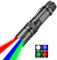MODOAO Linterna LED 4 en 1 superbrillante, linterna de caza con zoom con luz roja, verde, azul y blanca, 5 modos, impermeables, potentes linternas de mano, linterna de señal de carretera al aire