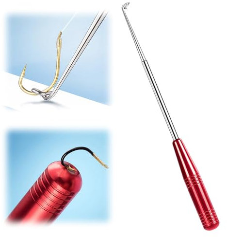 2024 Neuest Angelhaken Schnellentferner, Edelstah Hakenlöser Angeln mit Aufbewahrungsrohr, Fishing Accessories Handlich und Praktisch, Hackenlöser Fischen fur Kleine und Große Angelhaken (1, Rot)