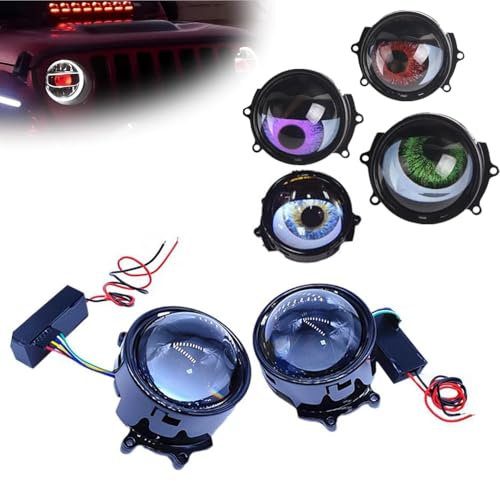 USB Devil Eye Demon Headlight, 2024 New Dynamic Devil Eye Car Headlights with Adjustable Eye Pattern, 12v LED Devil Eye Car Headlight, Mini Projector Lens Light Controlled by Mobile Phone