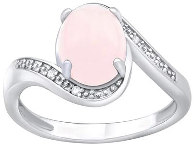 Anello Solitario Da Donna Con Pietre Preziose In Argento Sterling 925 Con Quarzo Rosa Size Us-11.5