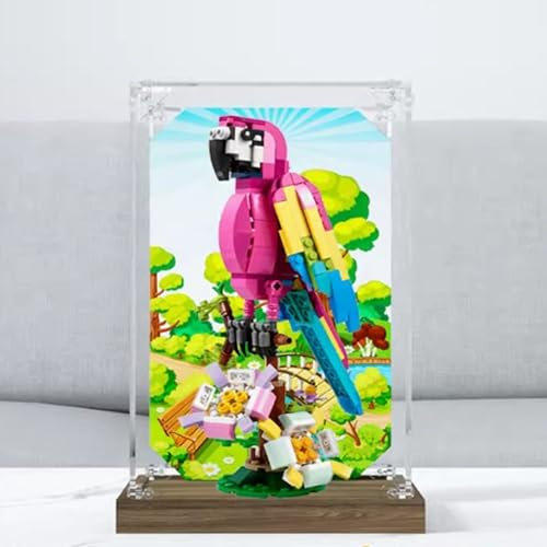 Boîte de collection transparente d'affichage en acrylique, compatible avec Lego 31144 Perroquet exotique rose, modèle de bloc de construction, boîte de rangement en tissu, boîte d'affichage (style 1)